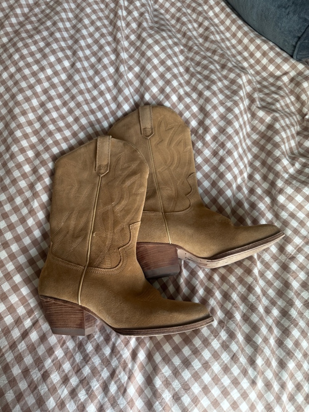 Sam Edelman Tan Suede Western Heeled Boots